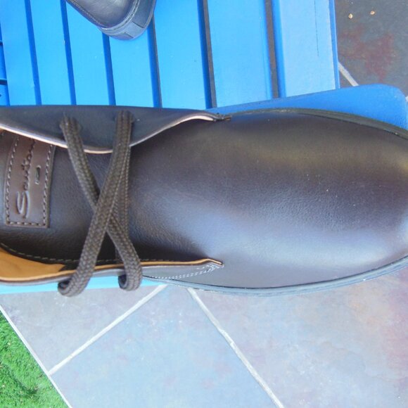 New Authentic Santoni High Top Luxury Leather Shoes Brown Italy UK 11 US 12 - Picture 6 of 16